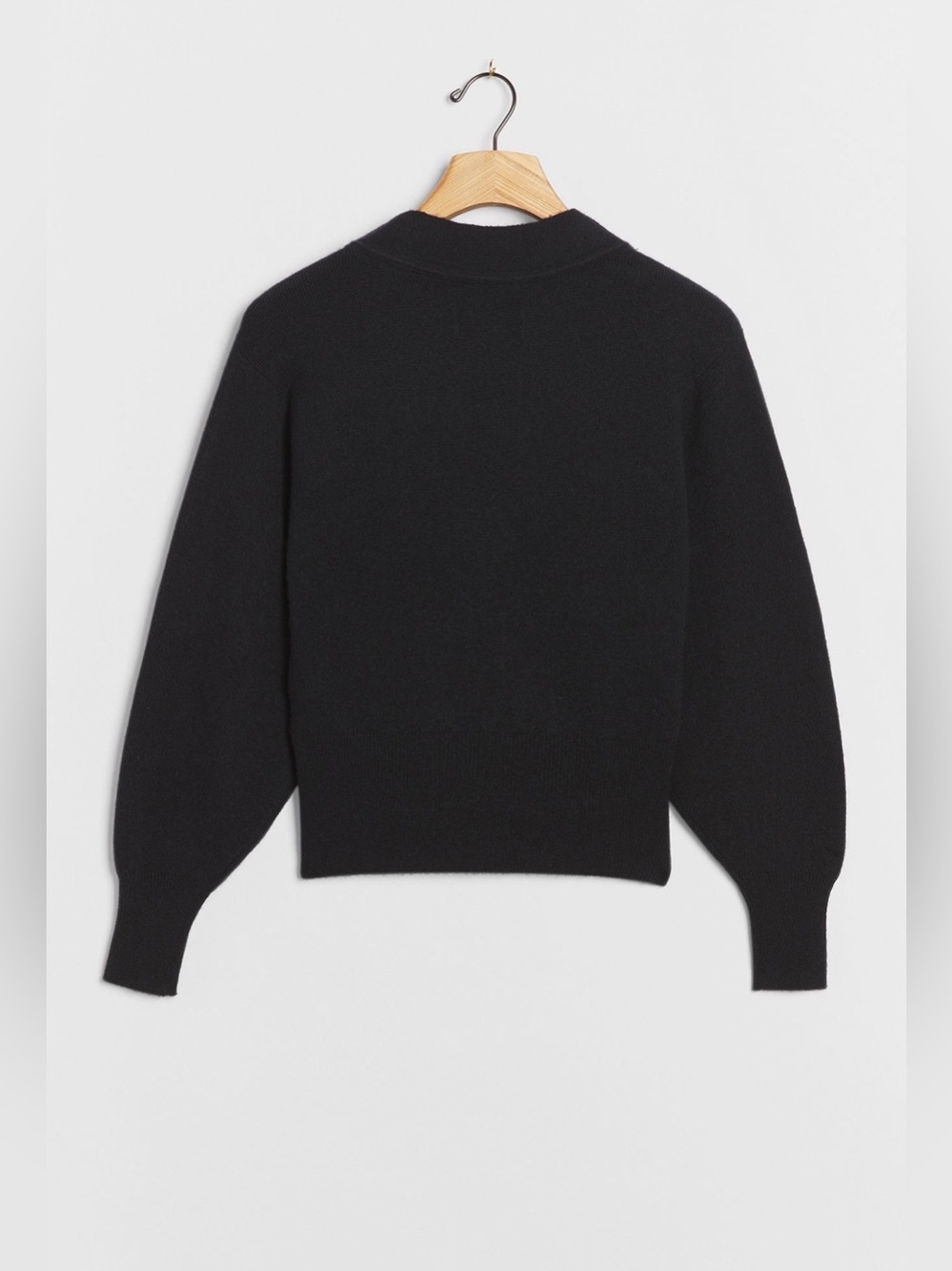By Anthropologie Black Wrap V-Neck Women's Sweater with Velvet Tie Closure - Picture 4 of 9